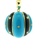 OR JAUNE TURQUOISES ONYX ET DIAMANTS